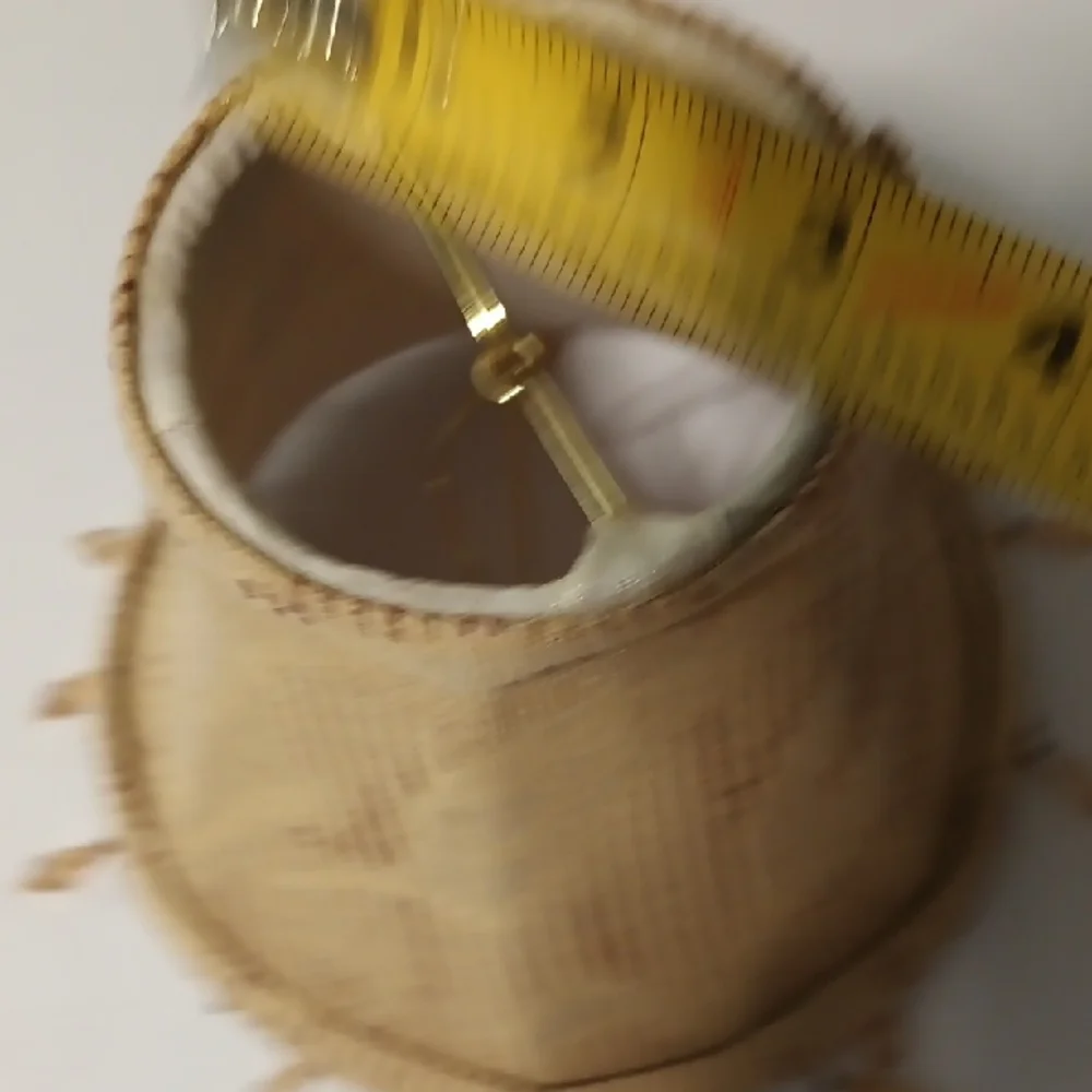 Beige Textured Lamp Shade with Beaded Trim